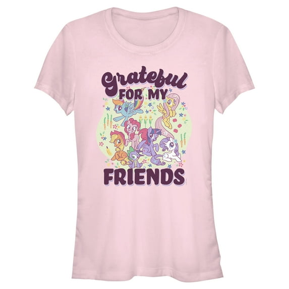 Junior's My Little Pony: Friendship is Magic Grateful for my Friends Graphic Tee Light Pink Large