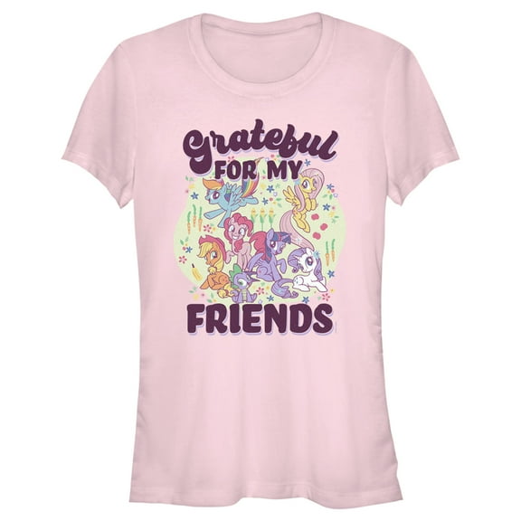Junior's My Little Pony: Friendship is Magic Grateful for my Friends  Graphic Tee Light Pink Small
