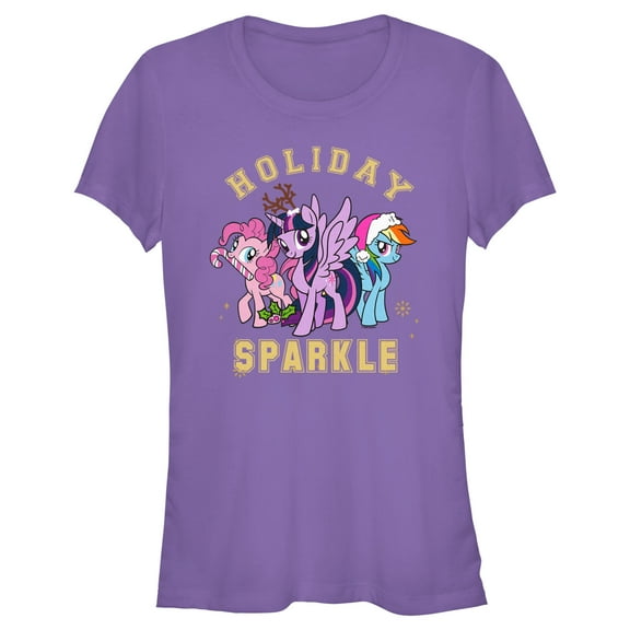 Junior's My Little Pony: Friendship is Magic Holiday Sparkle  Graphic Tee Purple Medium