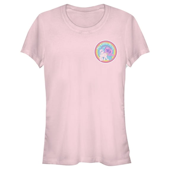 Junior's My Little Pony Retro '80s Badge Graphic Tee Light Pink Medium