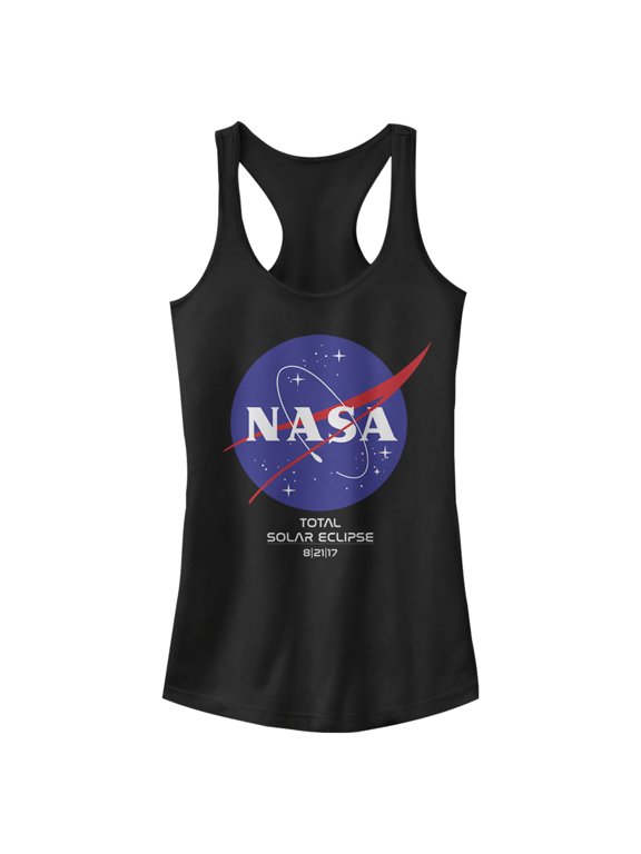Junior's NASA Classic Logo Total Solar Eclipse 2017 Racerback Tank Top Black X Large