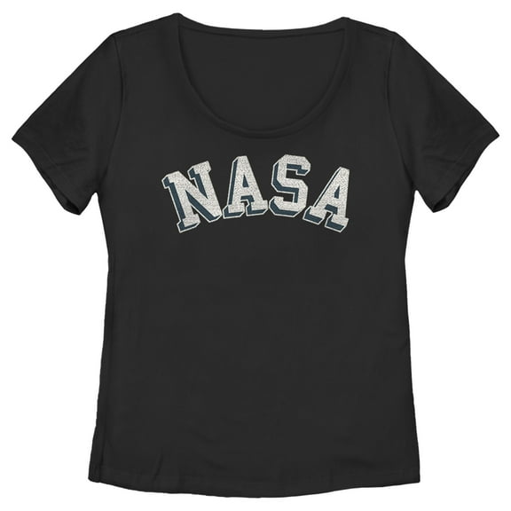 Junior's NASA Curved 3D Bold Logo  Graphic Tee Black Medium
