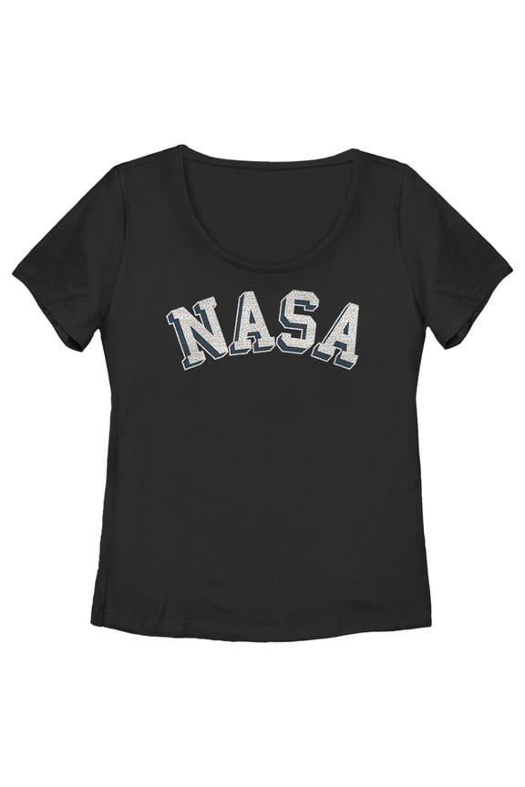 Junior's NASA Curved 3D Bold Logo  Graphic Tee Black Medium