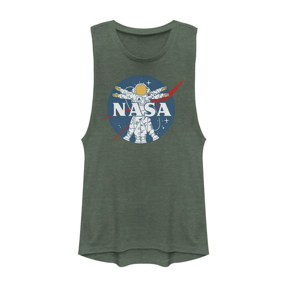 Junior's NASA Da Vinci Astronaut Festival Muscle Graphic Tee Pine Green Heather Small