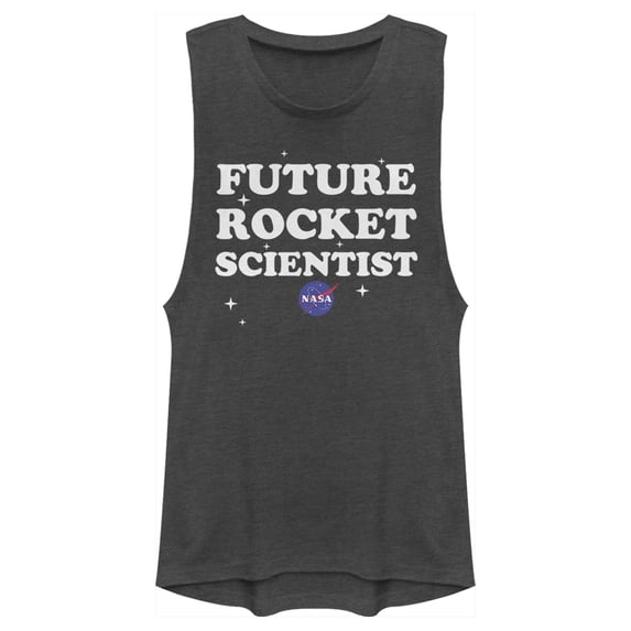 Junior's NASA Future Rocket Scientist of the Stars Festival Muscle Graphic Tee Charcoal X Small