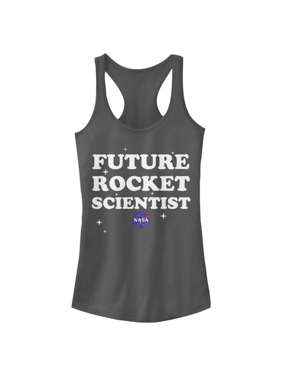 Junior's NASA Future Rocket Scientist of the Stars Racerback Tank Top Charcoal Small