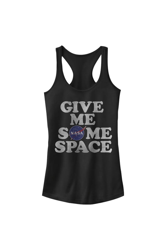 Junior's NASA Give Me Some Space Racerback Tank Top Black Large