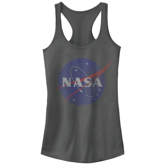 Junior's NASA Logo  Racerback Tank Top Charcoal X Large