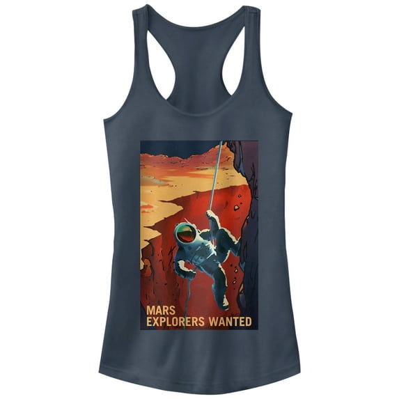 Junior's NASA Mars Explorers Wanted Racerback Tank Top Indigo Medium