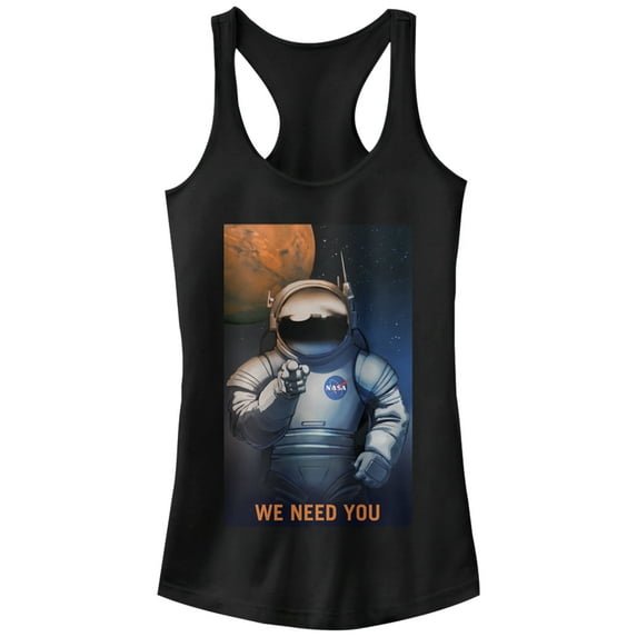 Junior's NASA Mars Needs You Racerback Tank Top Black X Large