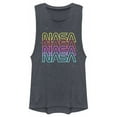 thumbnail image 1 of Junior's NASA Neon Rainbow Repeat Text Logo  Festival Muscle Graphic Tee Denim Blue Heather Medium, 1 of 3