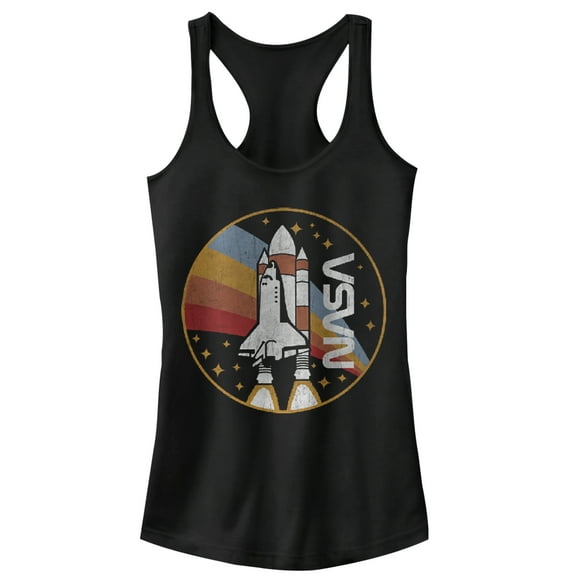 Junior's NASA Rainbow Launch  Racerback Tank Top Black Large