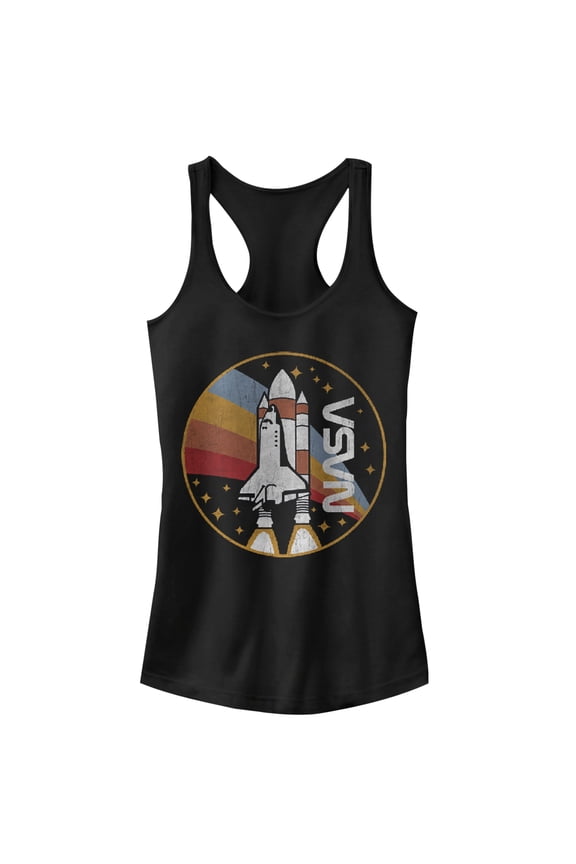 Junior's NASA Rainbow Launch Racerback Tank Top Black Large