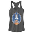 thumbnail image 1 of Junior's NASA Retro Rocket Emblem  Racerback Tank Top Charcoal X Small, 1 of 3