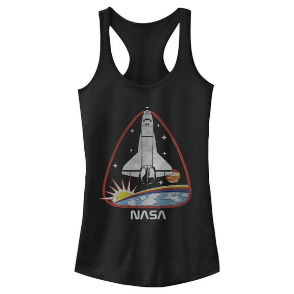 Junior's NASA Rocket Launch  Racerback Tank Top Black Large