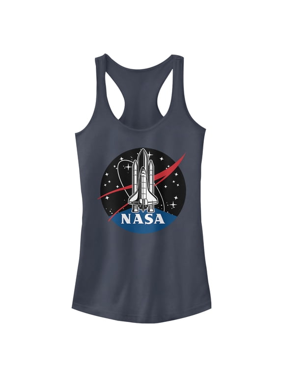 Junior's NASA Rocket Logo Racerback Tank Top Indigo Small