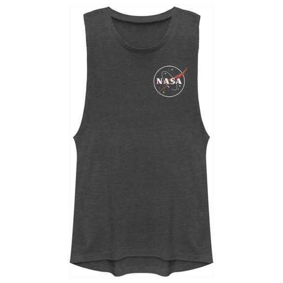 Junior's NASA Sleek Logo Festival Muscle Graphic Tee Charcoal Large