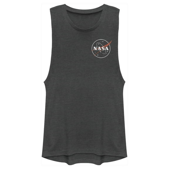 Junior's NASA Sleek Logo  Festival Muscle Graphic Tee Charcoal Small