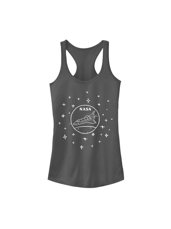 Junior's NASA Sleek Star Rocket Racerback Tank Top Charcoal Large