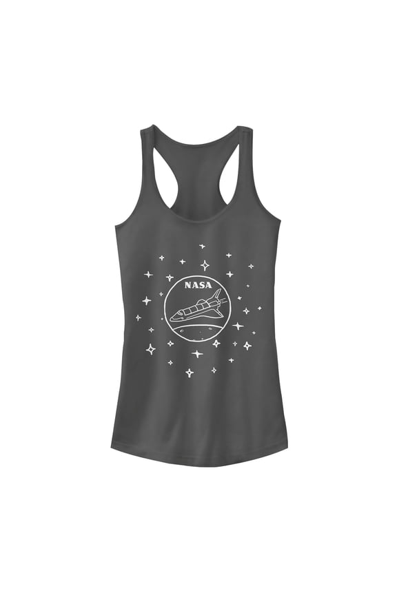 Junior's NASA Sleek Star Rocket Racerback Tank Top Charcoal X Small