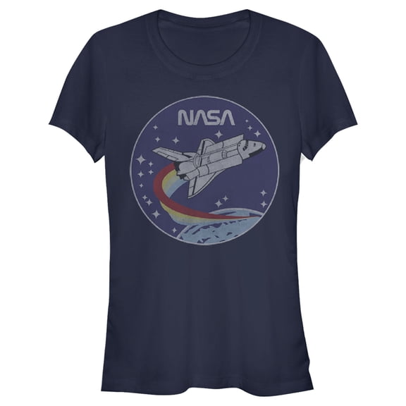 Junior's NASA Space Rocket Graphic Tee Navy Blue Medium