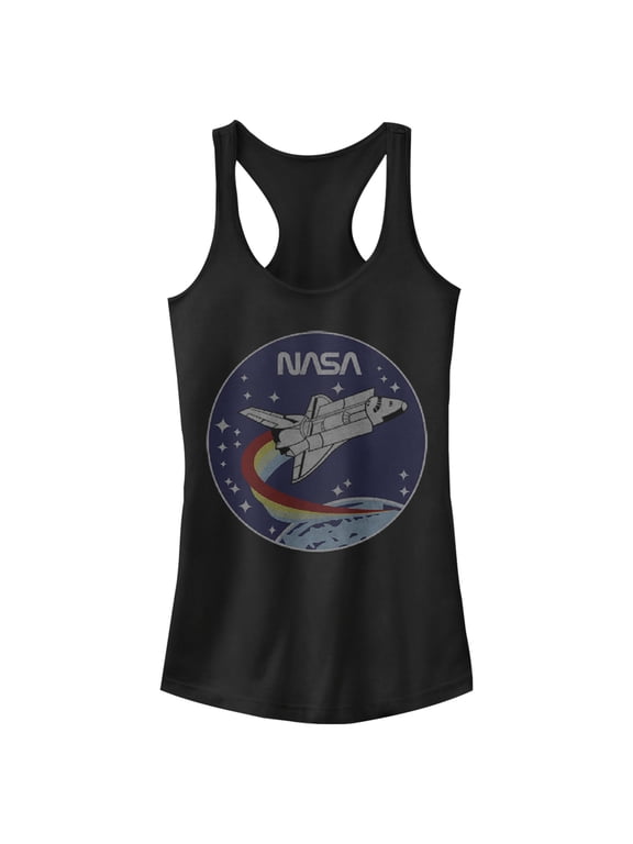 Junior's NASA Space Rocket Racerback Tank Top Black Medium