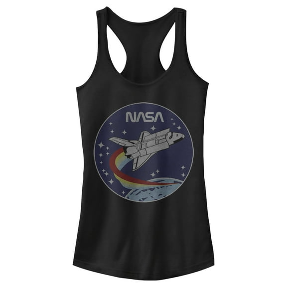 Junior's NASA Space Rocket  Racerback Tank Top Black X Large
