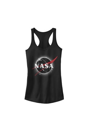 Junior's NASA Total Eclipse Logo Racerback Tank Top Black Large