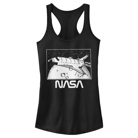 Junior's NASA Vintage Shuttle Frame  Racerback Tank Top Black Small