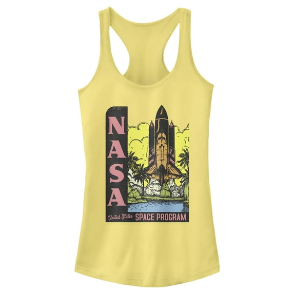 Junior's NASA Vintage Space Program  Racerback Tank Top Banana X Small