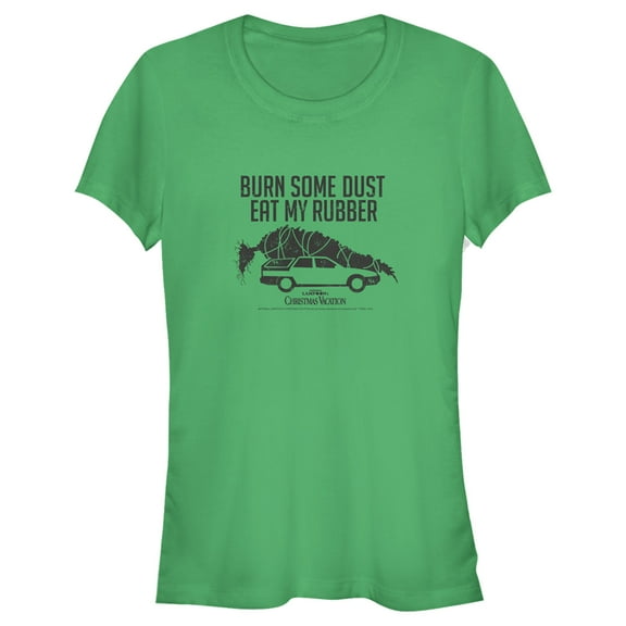 Junior's National Lampoon's Christmas Vacation Eat My Dust Tree  Graphic Tee Kelly Green X Large