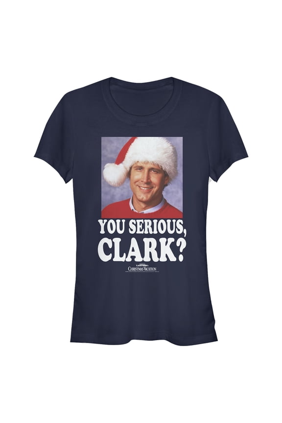 Junior's National Lampoon's Christmas Vacation You Serious, Clark Graphic Tee Navy Blue X Large