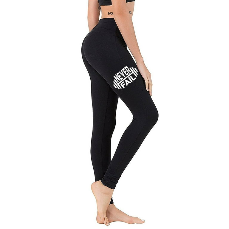 Junior's Never Fail V112 Black Athletic Workout Leggings Thights One Size +  (XL-3XL)