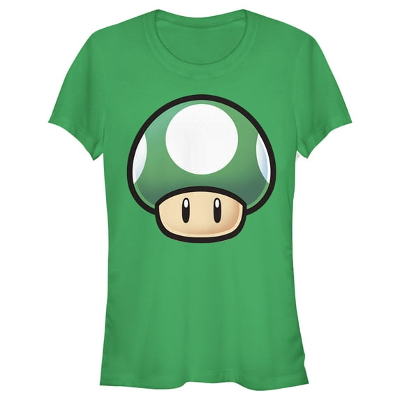 Junior's Nintendo 1-Up Mushroom Portrait Graphic Tee Kelly Green Medium