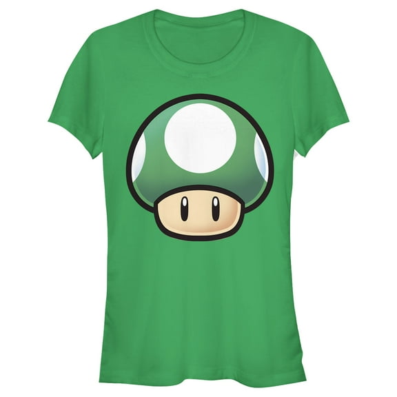 Junior's Nintendo 1-Up Mushroom Portrait  Graphic Tee Kelly Green X Large
