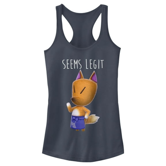 Junior's Nintendo Animal Crossingd the Fox Seems Legit  Racerback Tank Top Indigo 2X Large