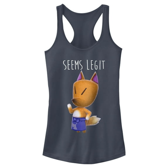 Junior's Nintendo Animal Crossingd the Fox Seems Legit Racerback Tank Top Indigo X Small