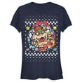thumbnail image 1 of Junior's Nintendo Christmas Bowser Wreath  Graphic Tee Navy Blue Medium, 1 of 2