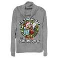 thumbnail image 1 of Junior's Nintendo Christmas Super Mario Mustache  Cowl Neck Sweatshirt Gray Heather 4X Large, 1 of 3