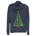 thumbnail image 1 of Junior's Nintendo Christmas Tree Mosaic  Cowl Neck Sweatshirt Navy Blue Large, 1 of 3