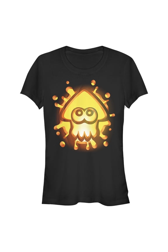 Junior's Nintendo Halloween Splatoon Pumpkin Graphic Tee Black Medium