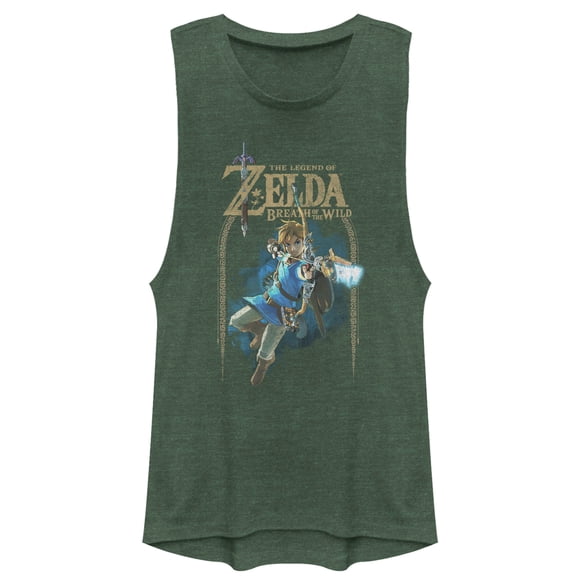 Junior's Nintendo Legend of Zelda Breath of the Wild Arch Festival Muscle Graphic Tee Pine Green Heather X Large