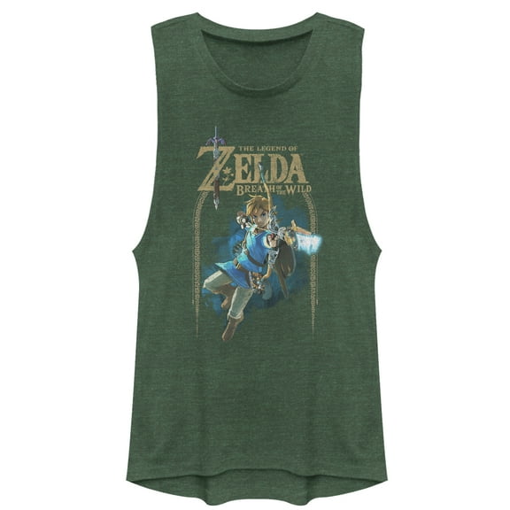 Junior's Nintendo Legend of Zelda Breath of the Wild Arch  Festival Muscle Graphic Tee Pine Green Heather X Small