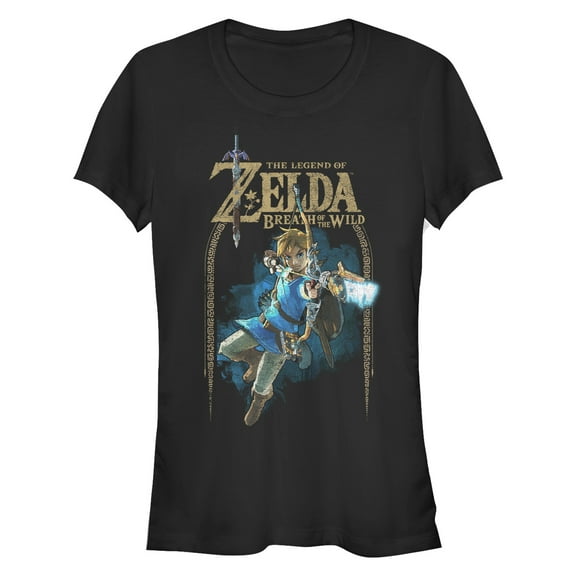 Junior's Nintendo Legend of Zelda Breath of the Wild Arch  Graphic Tee Black 2X Large