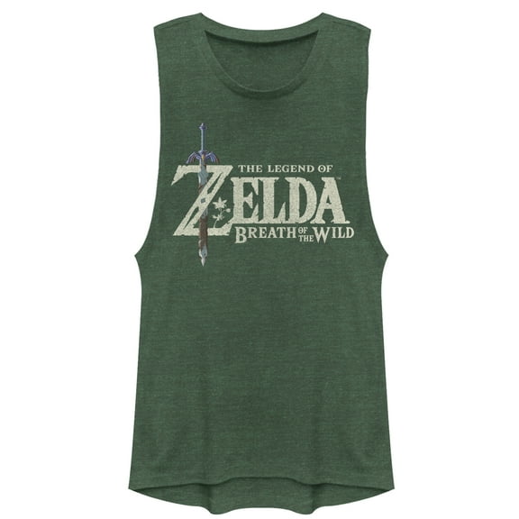 Junior's Nintendo Legend of Zelda Breath of the Wild Logo  Festival Muscle Graphic Tee Pine Green Heather Large
