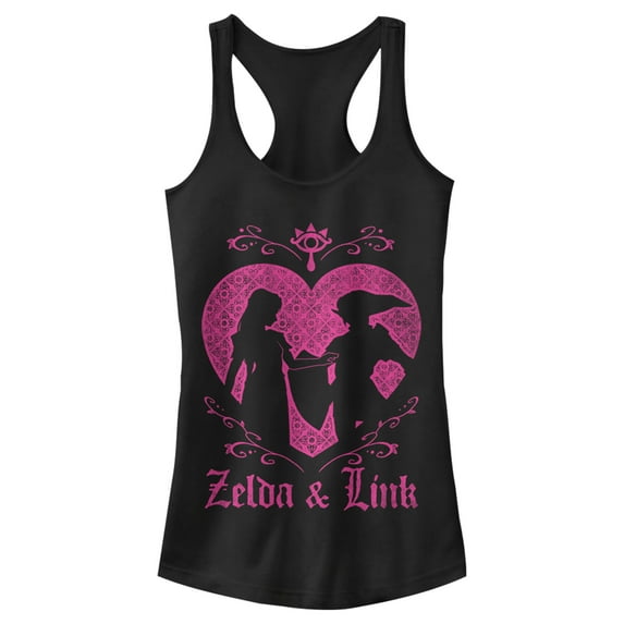 Junior's Nintendo Legend of Zelda Link Love Racerback Tank Top Black Medium