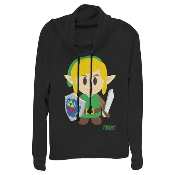 Junior's Nintendo Legend of Zelda Link's Awakening Avatar  Cowl Neck Sweatshirt Black 4X Large