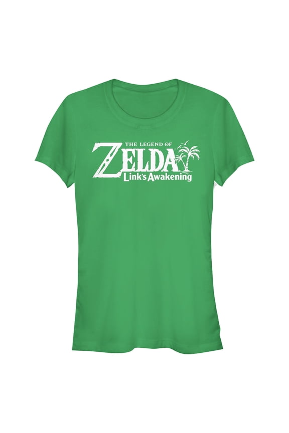 Junior's Nintendo Legend of Zelda Link's Awakening Classic Logo Graphic Tee Kelly Green Medium