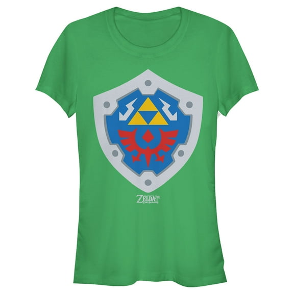 Junior's Nintendo Legend of Zelda Link's Awakening Hylian Shield  Graphic Tee Kelly Green 2X Large