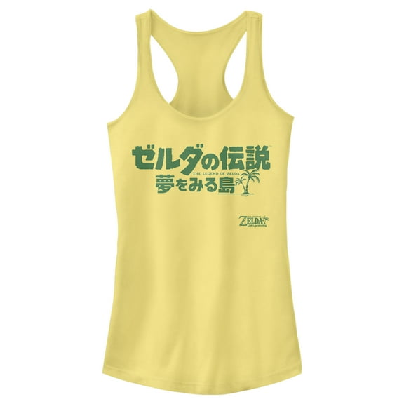 Junior's Nintendo Legend of Zelda Link's Awakening Japanese Logo  Racerback Tank Top Banana Large